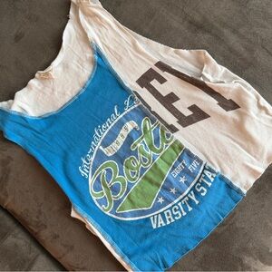 Urban Outfitters Blue and White Muscle Tee
